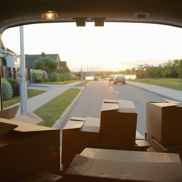 Boxes in a moving van